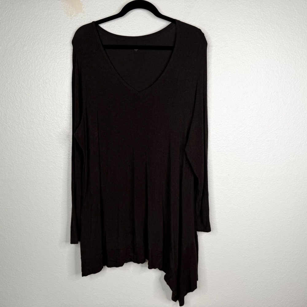 Eileen Fisher Women's Top Dark Gray Sz 1X Tunic Asymmetrical Quiet Luxury